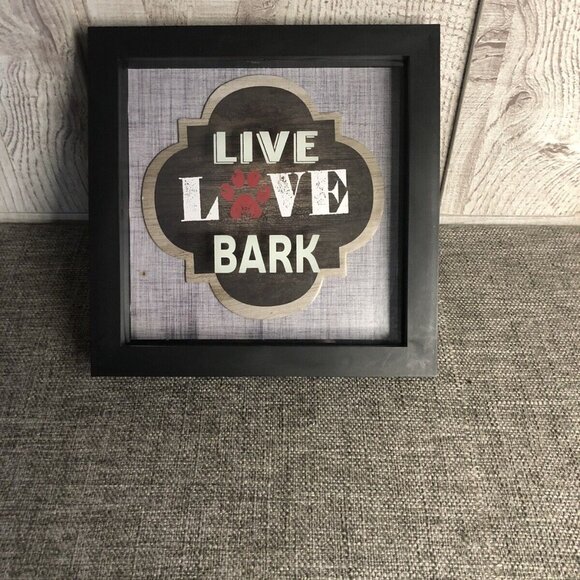 Other - Live Love Bark Black Beige Shadow Box Dog Puppy Wall Hanging Decor